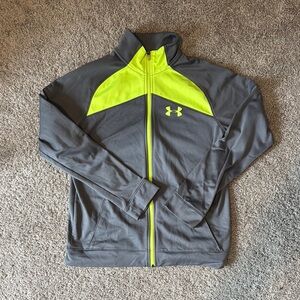 Under Armour Gray and Yellow Performance Jacket with Mock Neck